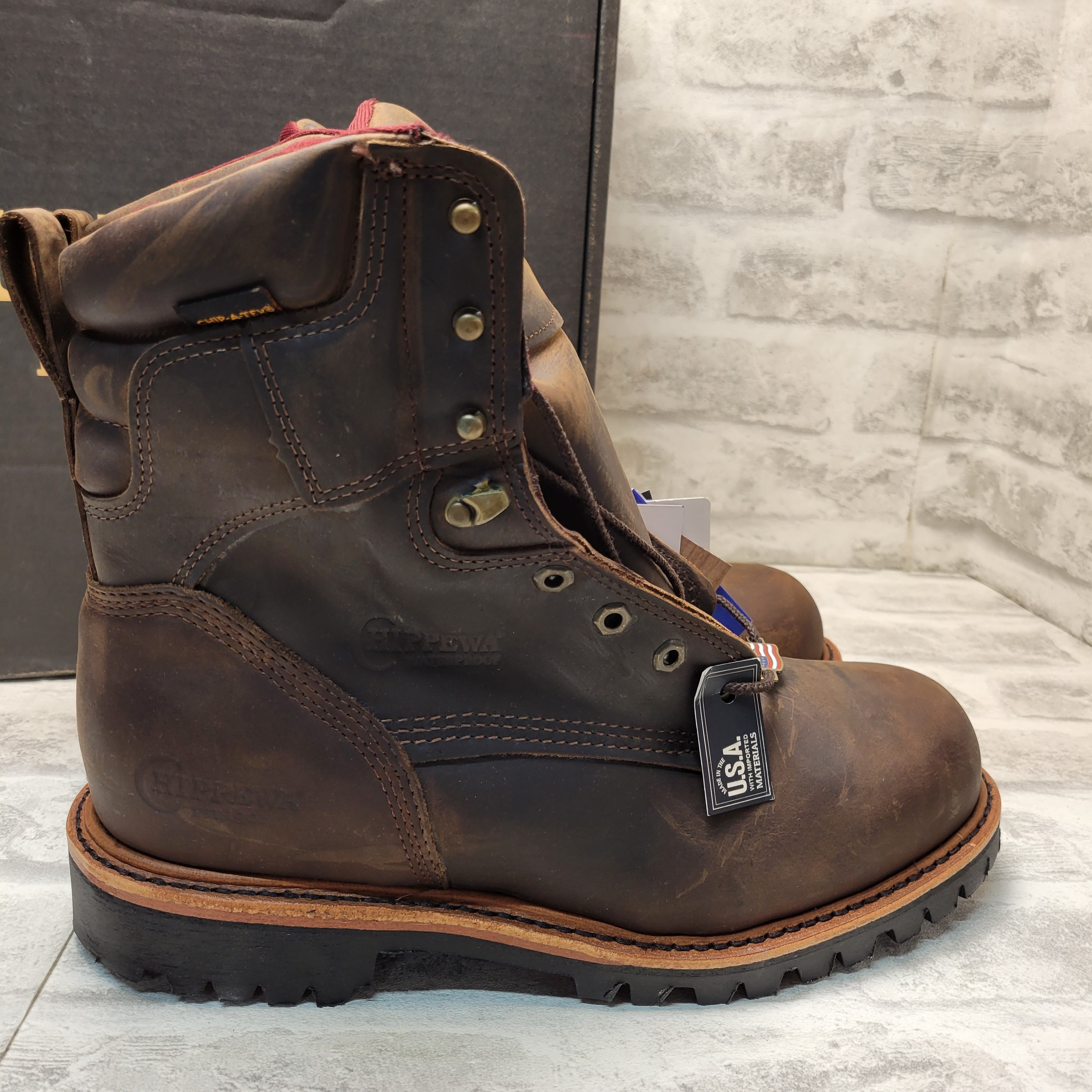 Chippewa Men's 8" Waterproof Insulated Steel Toe Work Boot, Brown 10E *READ* (7877177508078)